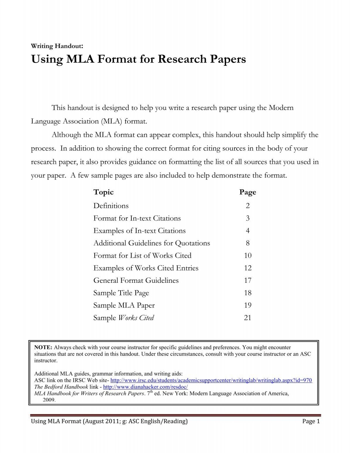 can you use i in mla research paper