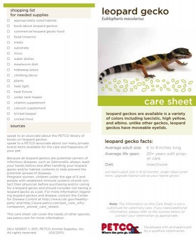 Download Leopard Gecko Care Sheet (PDF 