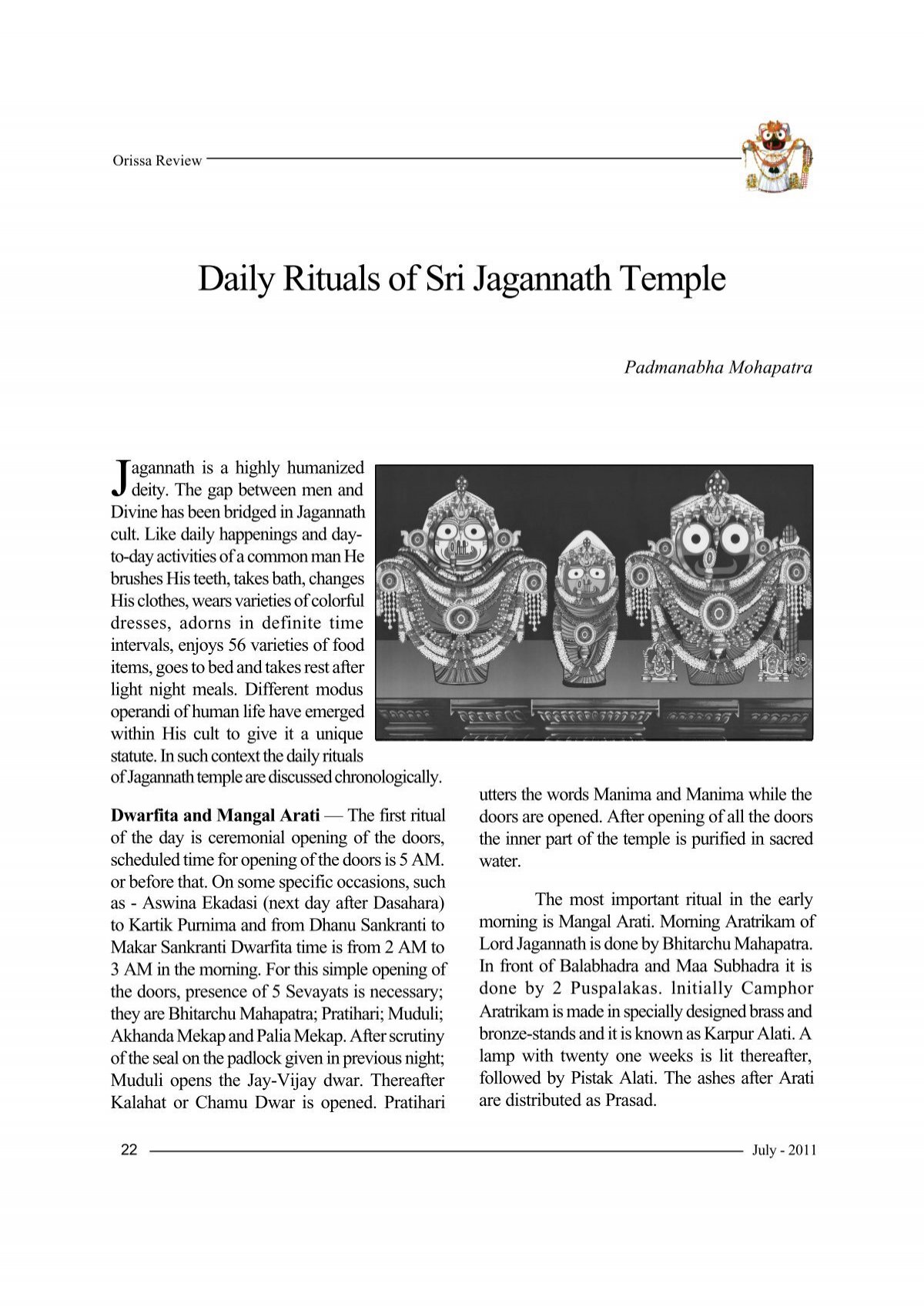 Daily Rituals Of Sri Jagannath Temple 