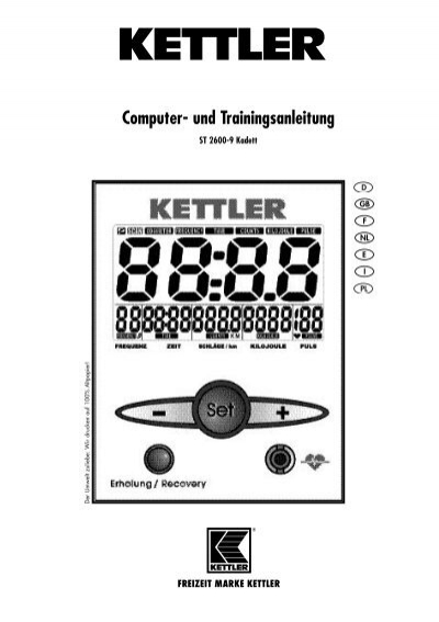 rib Nucleair Overjas Computer Manual - Kettler USA