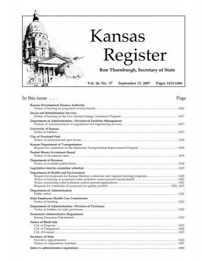 In This Issue Page Kansas Secretary Of State