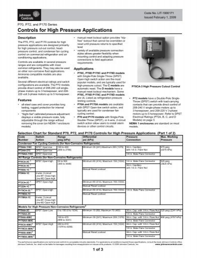 P70CA-3C All Range Control for High Pressure Applications Noncorrosive Refrig. 