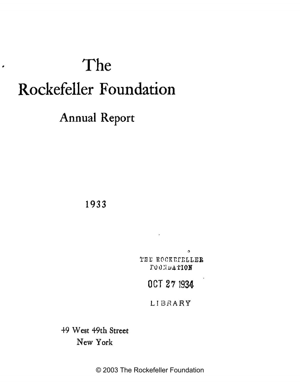 RF Annual Report - 1933 - The Foundation