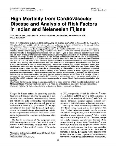 High Mortality In Indians Fijians Pdf Pacific Health Voices