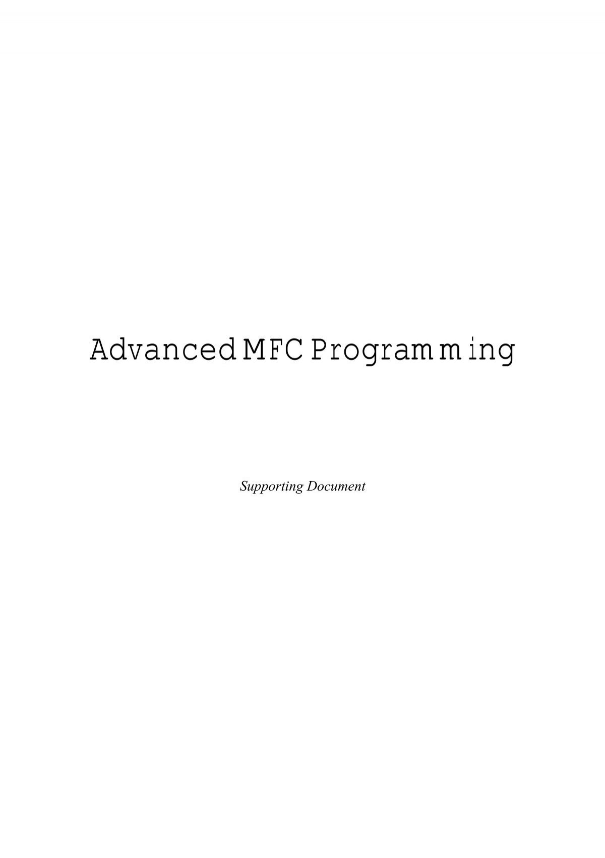 Advanced Mfc Programming