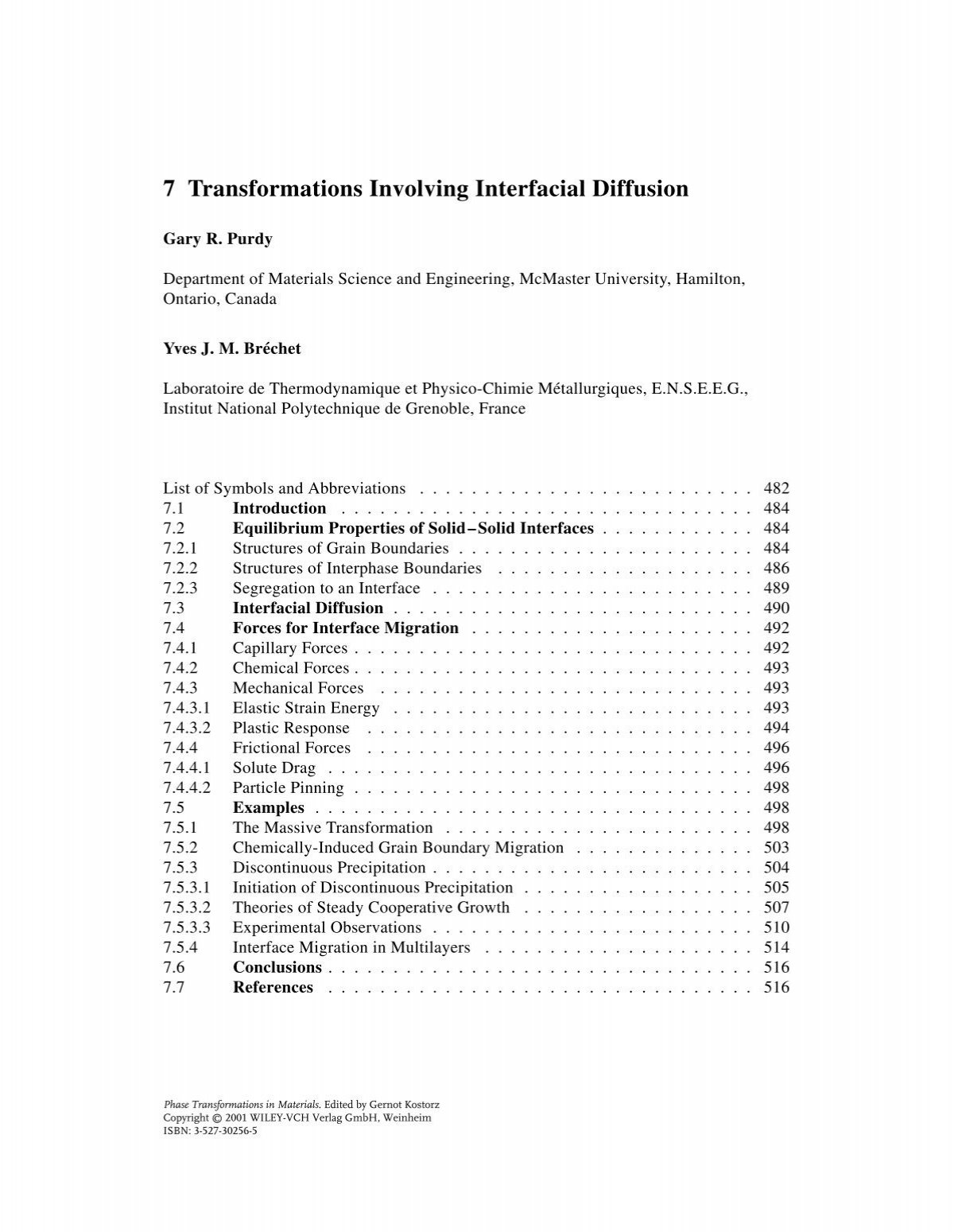 7 Transformations Involving Interfacial Diffusion