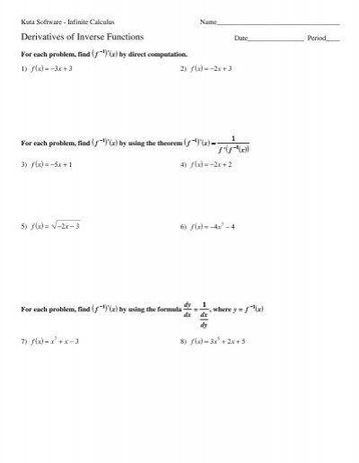 What are the derivatives of inverse functions?
