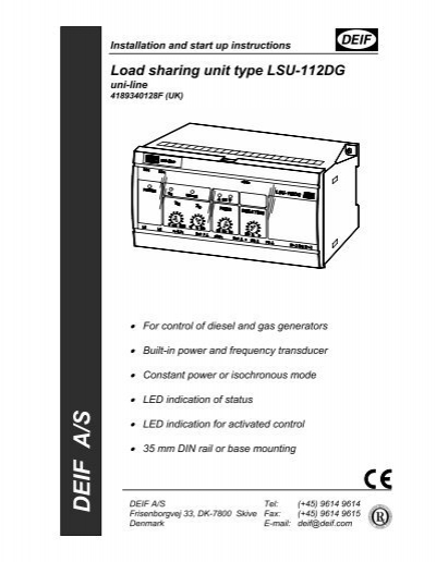 Paralleling and Operation Unit LSU-112DG 100031593.1 DEIF LSU112DG Load Sharing 