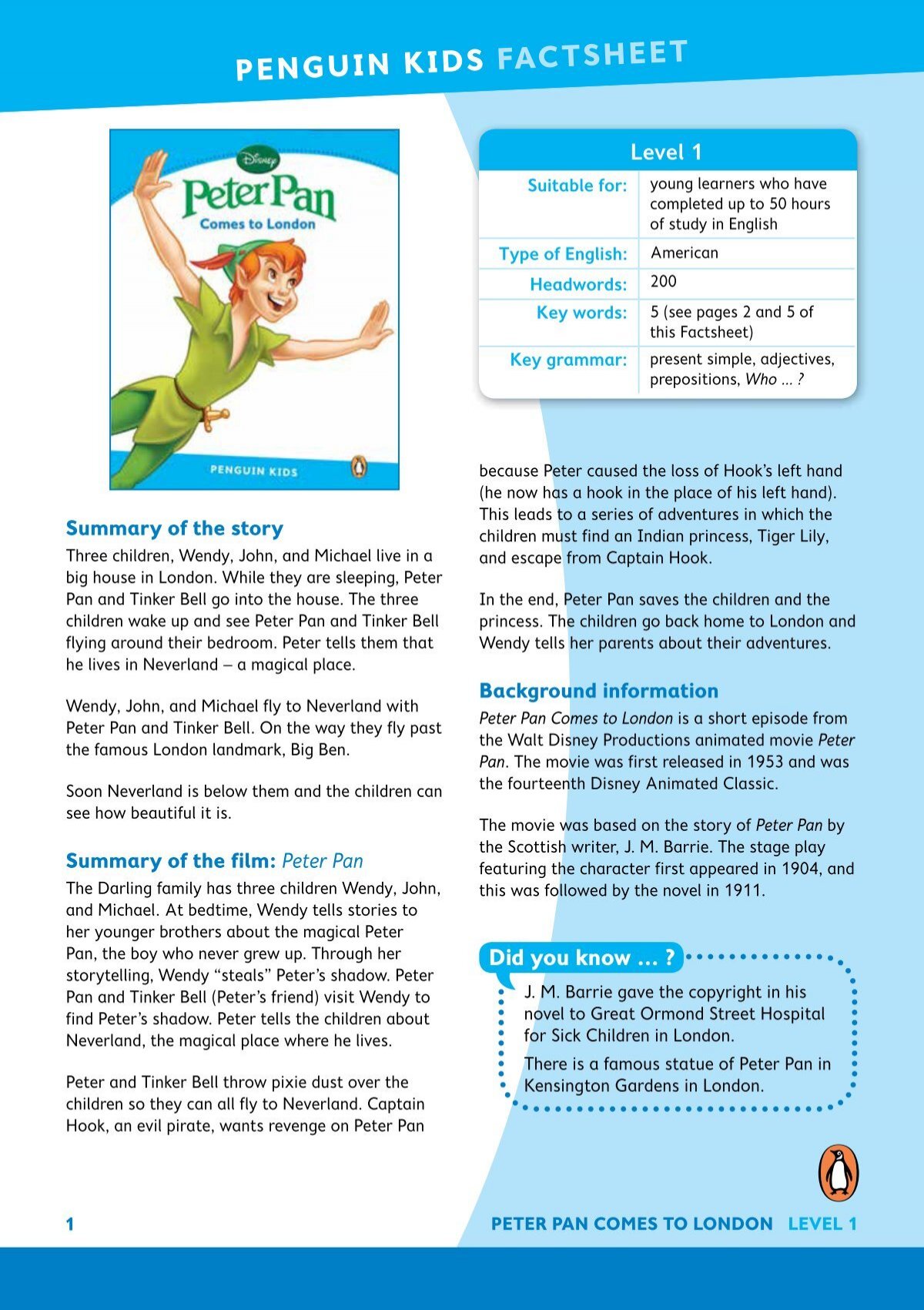 Tinker Bell · English reading exercise (beginner level)