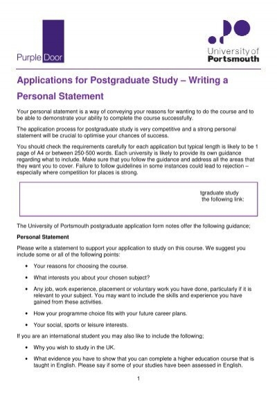 university of portsmouth personal statement hub