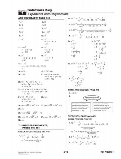 Holt Mathematics Algebra 1 Homework Help