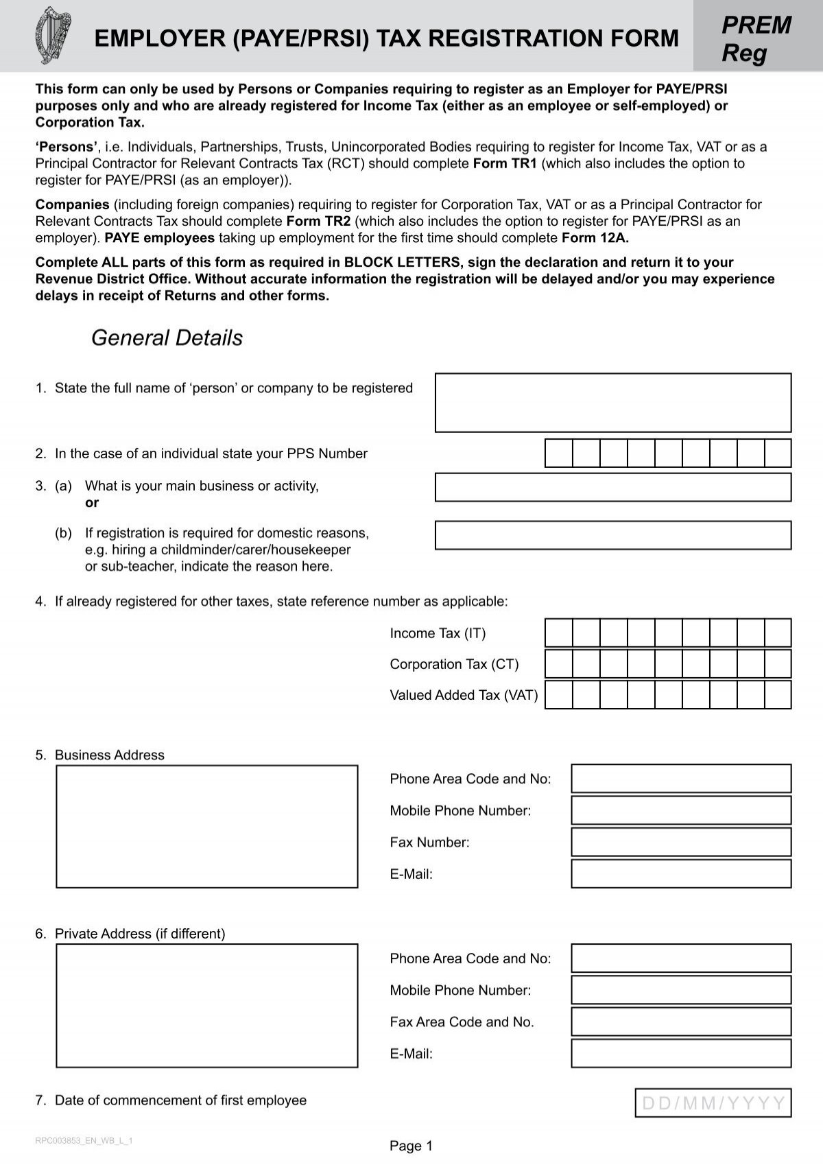 prem-reg-employer-paye-prsi-tax-registration-form