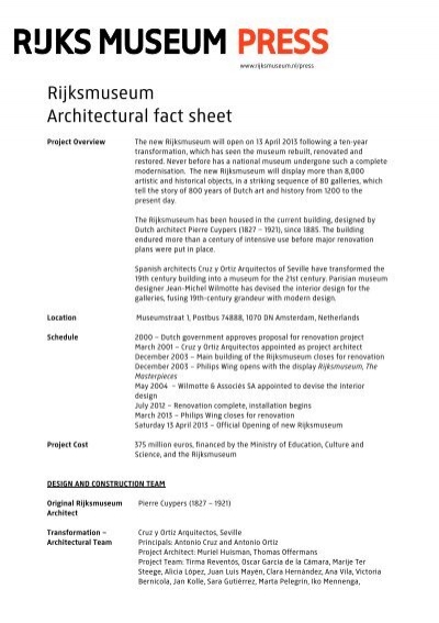 Architectural Fact Sheet Rijksmuseum