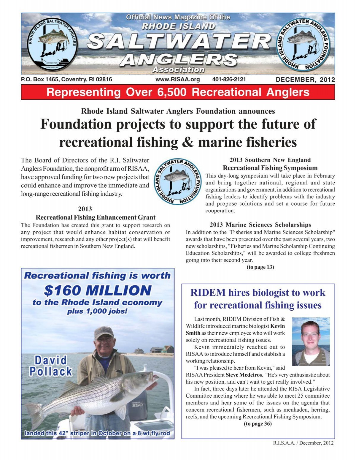 December, 2012 - The Rhode Island Saltwater Anglers Association