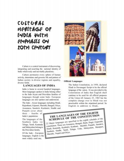 Cultural Heritage Of India With Emphasis On 20th Century