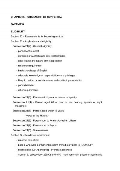 CHAPTER 5 CITIZENSHIP - Australian Citizenship