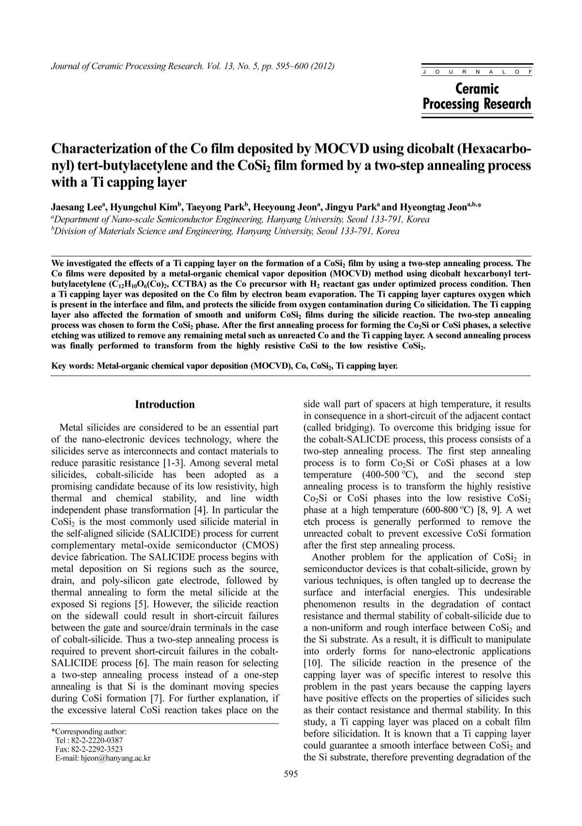 Characterization Of The Co Film Deposited By Mocvd Using Dicobalt