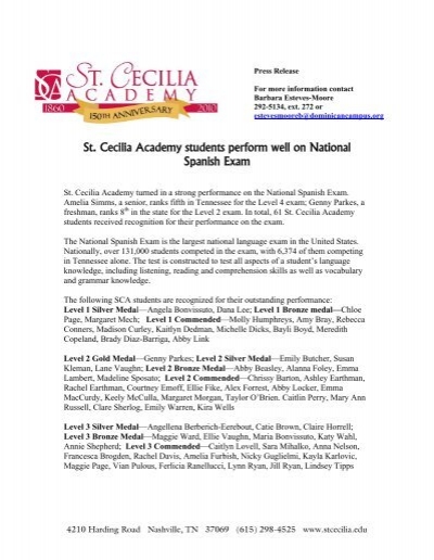 St. Cecilia Academy students perform well