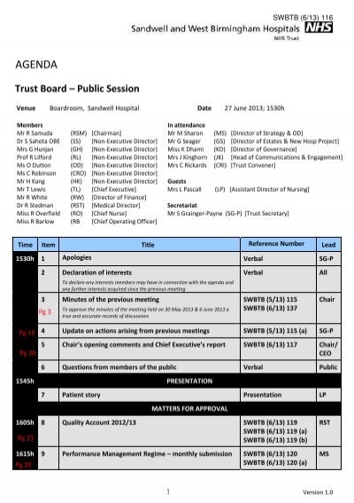 Trust Board Papers â€“ 27th June 2013 - Sandwell & West 