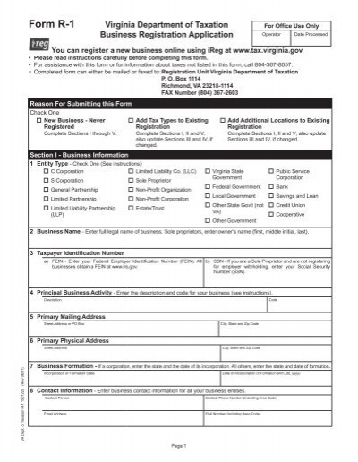 Form R 1 Virginia Department Of Taxation