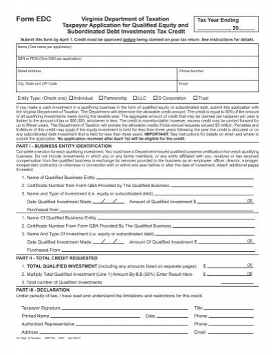 Form EDC Virginia Department Of Taxation