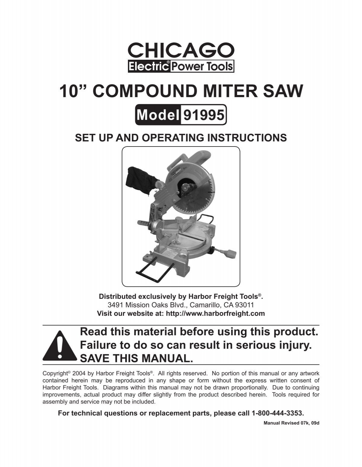 10â COMPOUND MITER SAW - Harbor Freight Tools