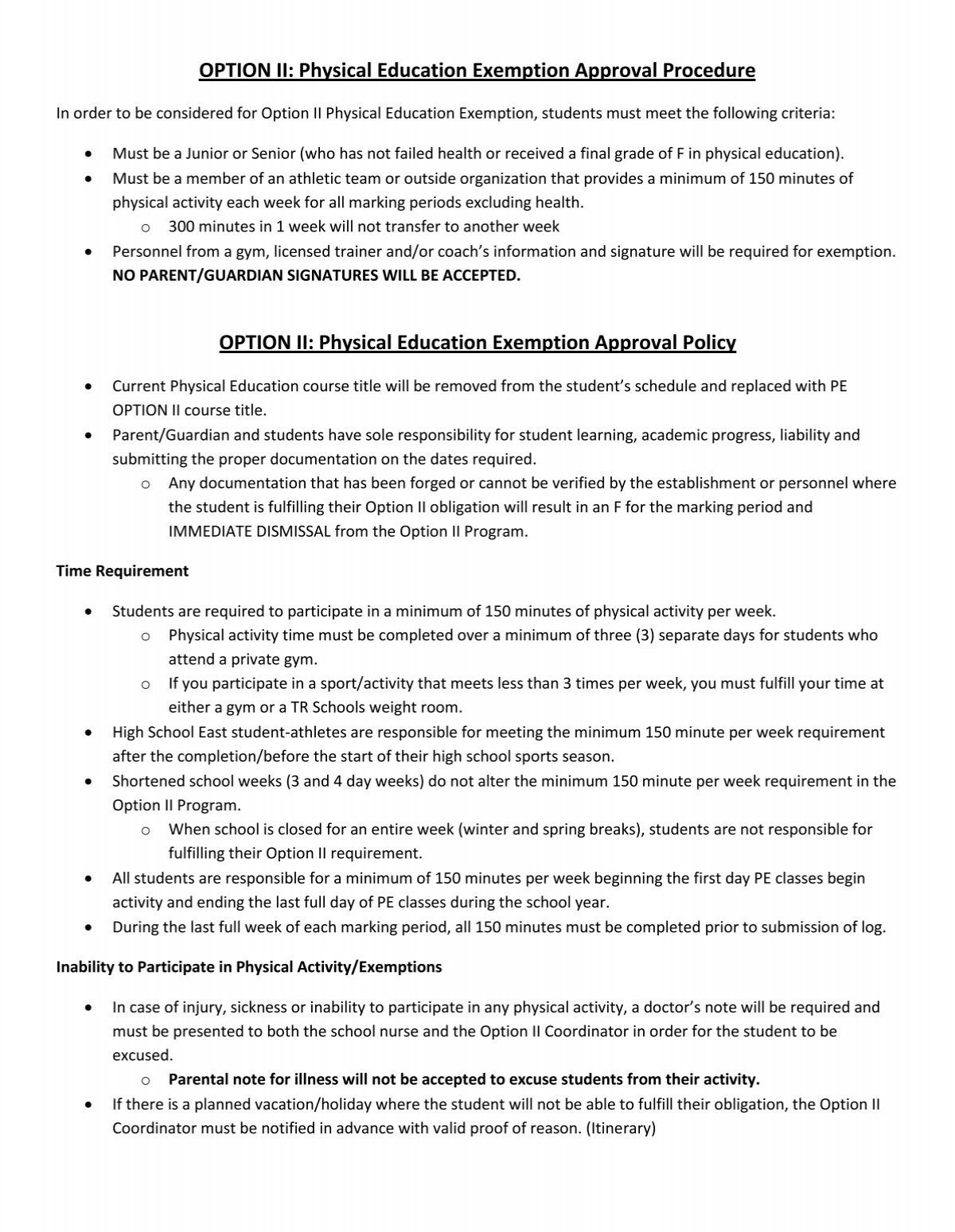 option-ii-physical-education-exemption-approval-procedure