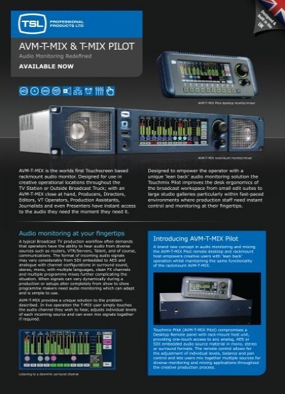 Tsl AVM-T-Mix-host 2RU Mezclador para montaje en rack de 48 Canales De Audio/Monitor SD/HD/aes 