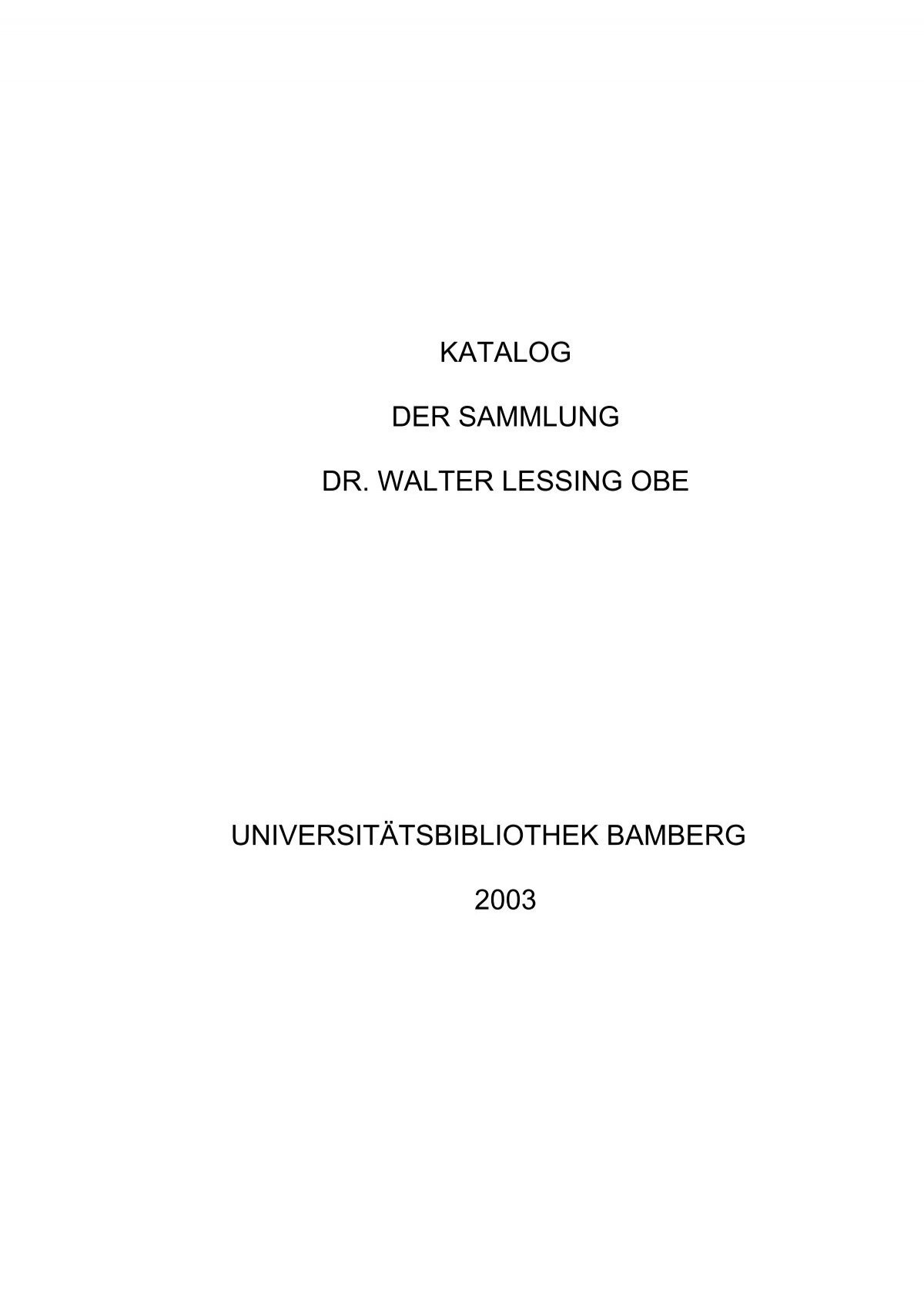 Katalog Der Sammlung Dr Walter Lessing Obe Opus4