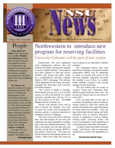 Nsula Spring 2022 Calendar Nsu News - 2009-04.Pdf - Northwestern State University