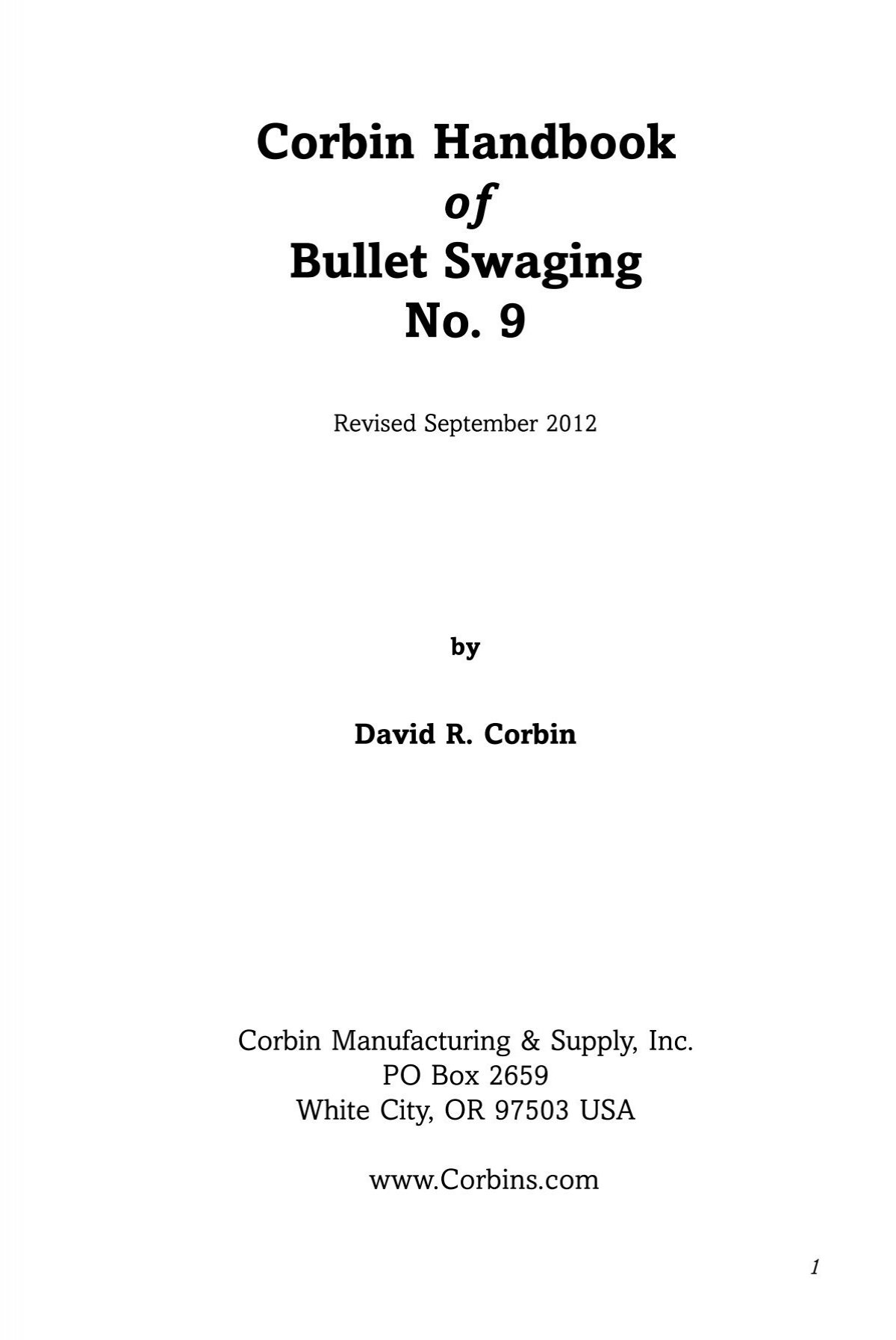 HB-9 updated text (PDF) - Corbin Bullet Swaging
