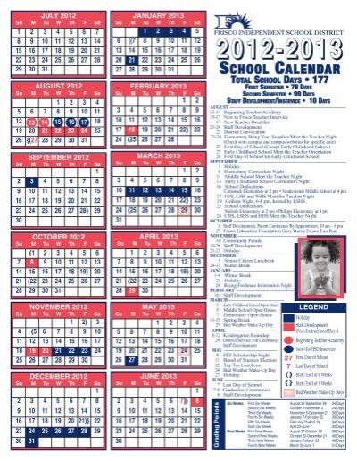 2012 2013 School Calendar Pdf Frisco Isd