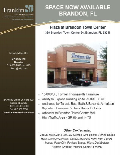 Plaza At Brandon Thomasville Flyer Bb Franklin Street Financial