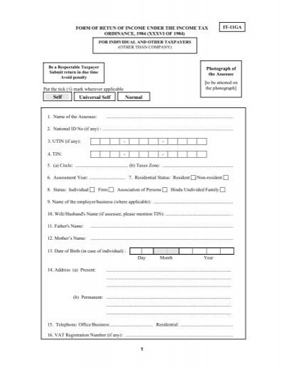 income tax form english English Return Form [PDF] - Taxmatebd