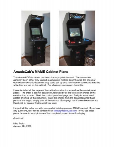 Mame Cabinet Plans Pdf Arcadecab