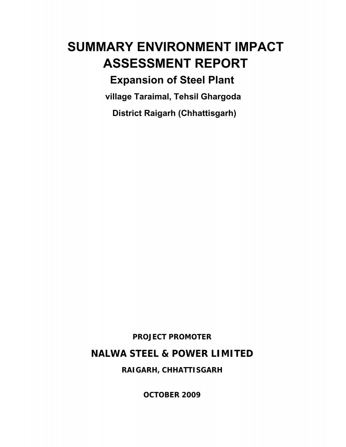 summary environment impact assessment report - Chhattisgarh ...