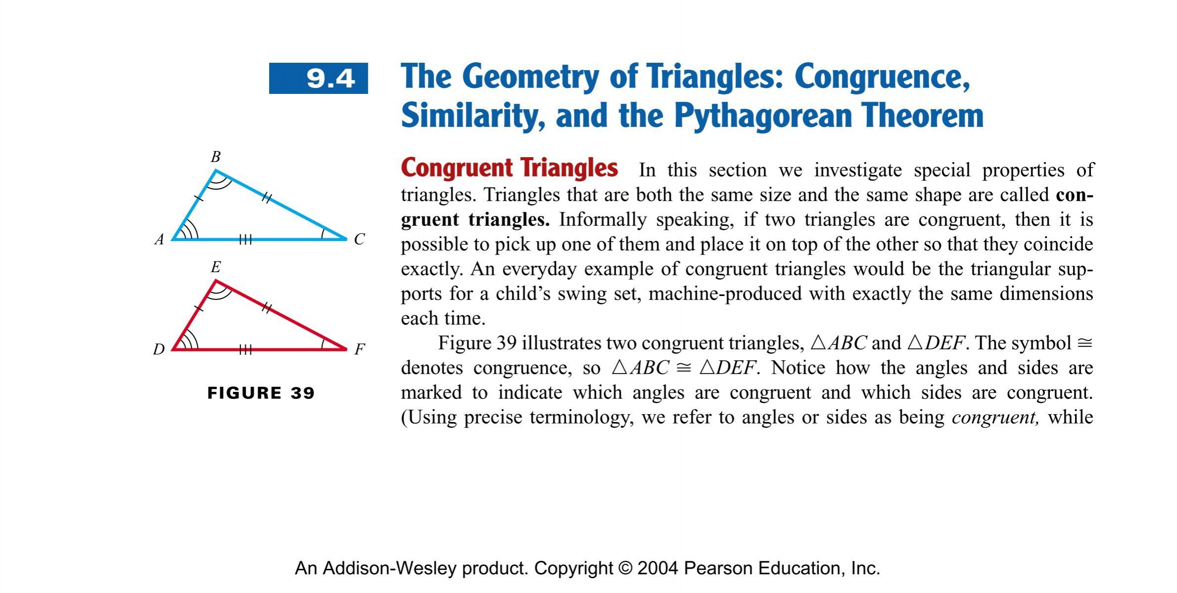 The Geometry Of Triangles Congruence Similarity And The