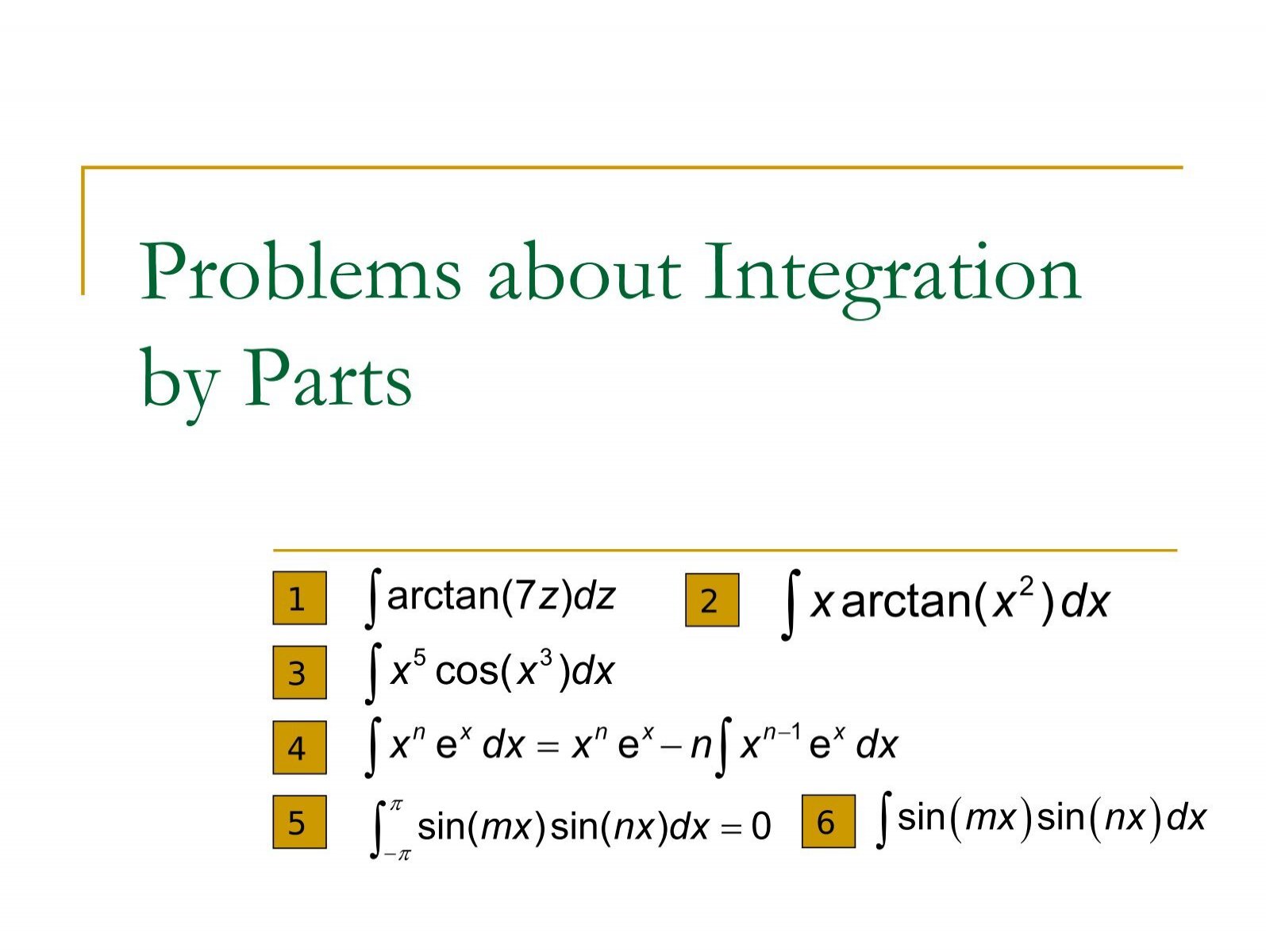 Problems About Integration By Parts