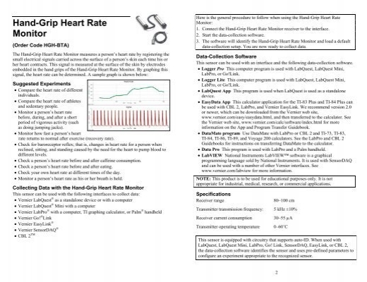 Vernier Hand-Grip Heart Rate Monitor HGH-BTA 