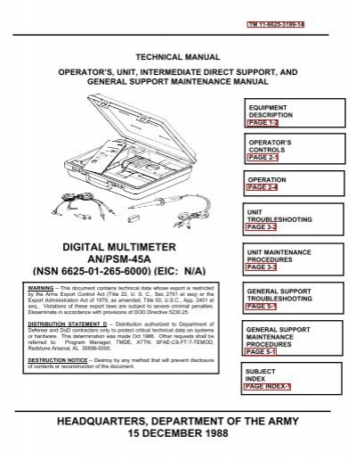 Army Manual Simpson 467 AN/PSM-45 Digital Multimeter 