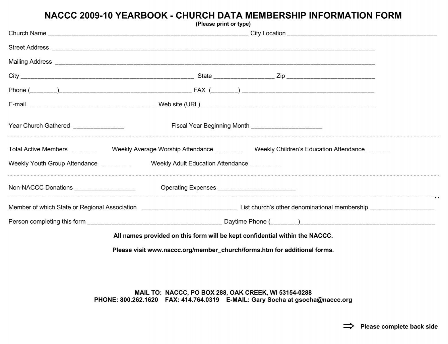Church member information form