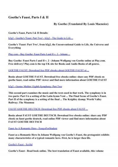 Download Goethe S Faust Parts I Ii Pdf Ebooks By Goethe