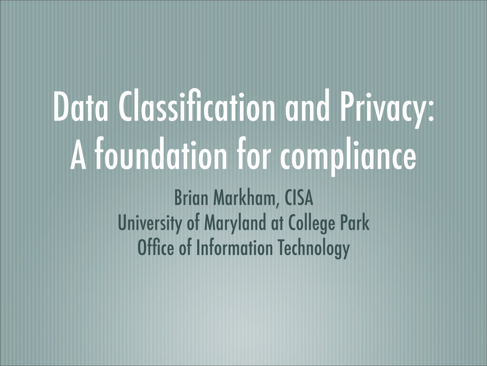 Data Classification And Privacy Office Of Information Technology