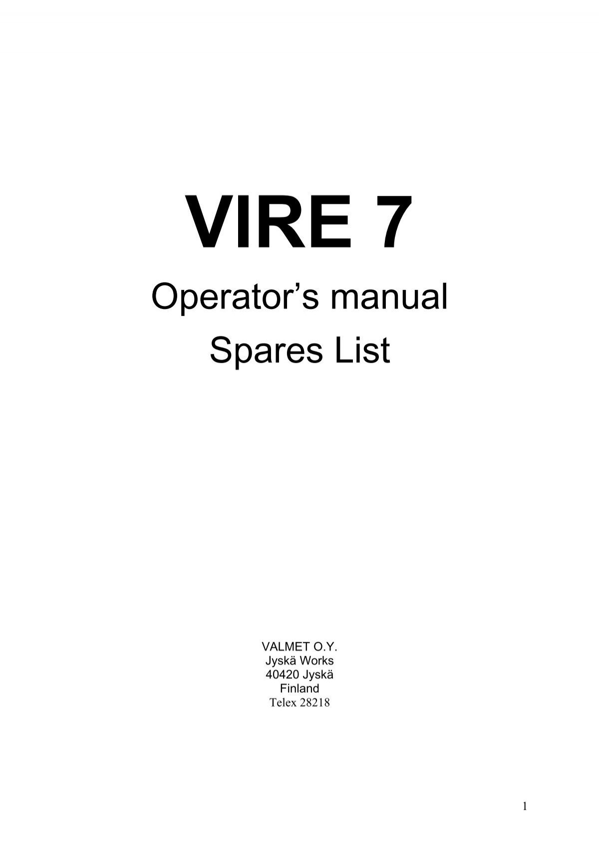 1975 European 7 Operator's Manual and Parts Lists