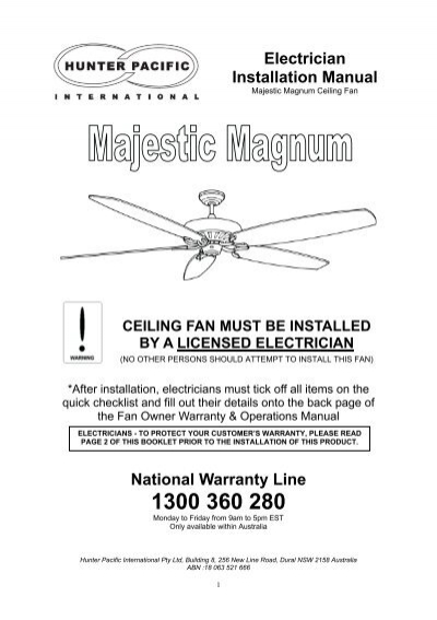 Majestic Magnum Hunter Pacific, Hunter Ceiling Fan Remote Control Manual