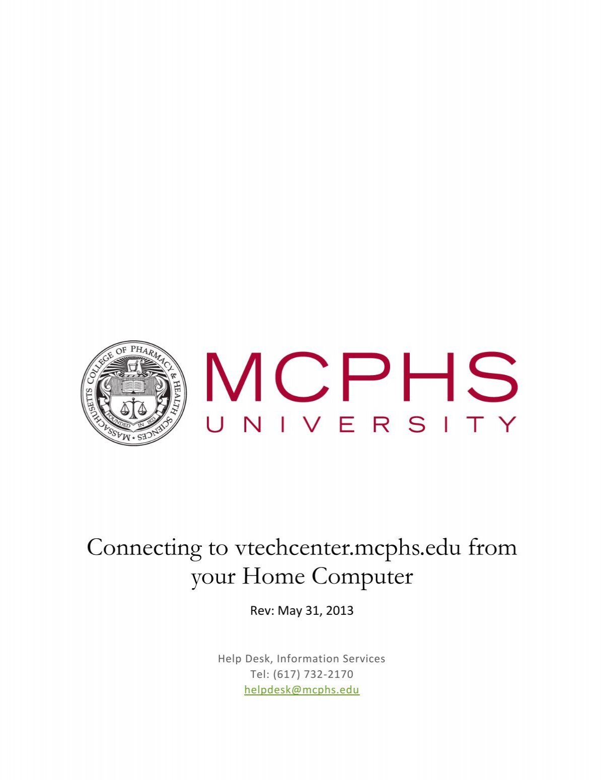 Connecting To Vtechcenter Mcphs Edu From Your Home Computer