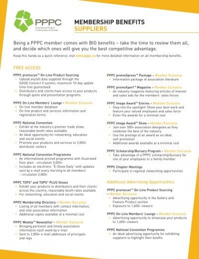 PPPC supplier and distributor member benefits