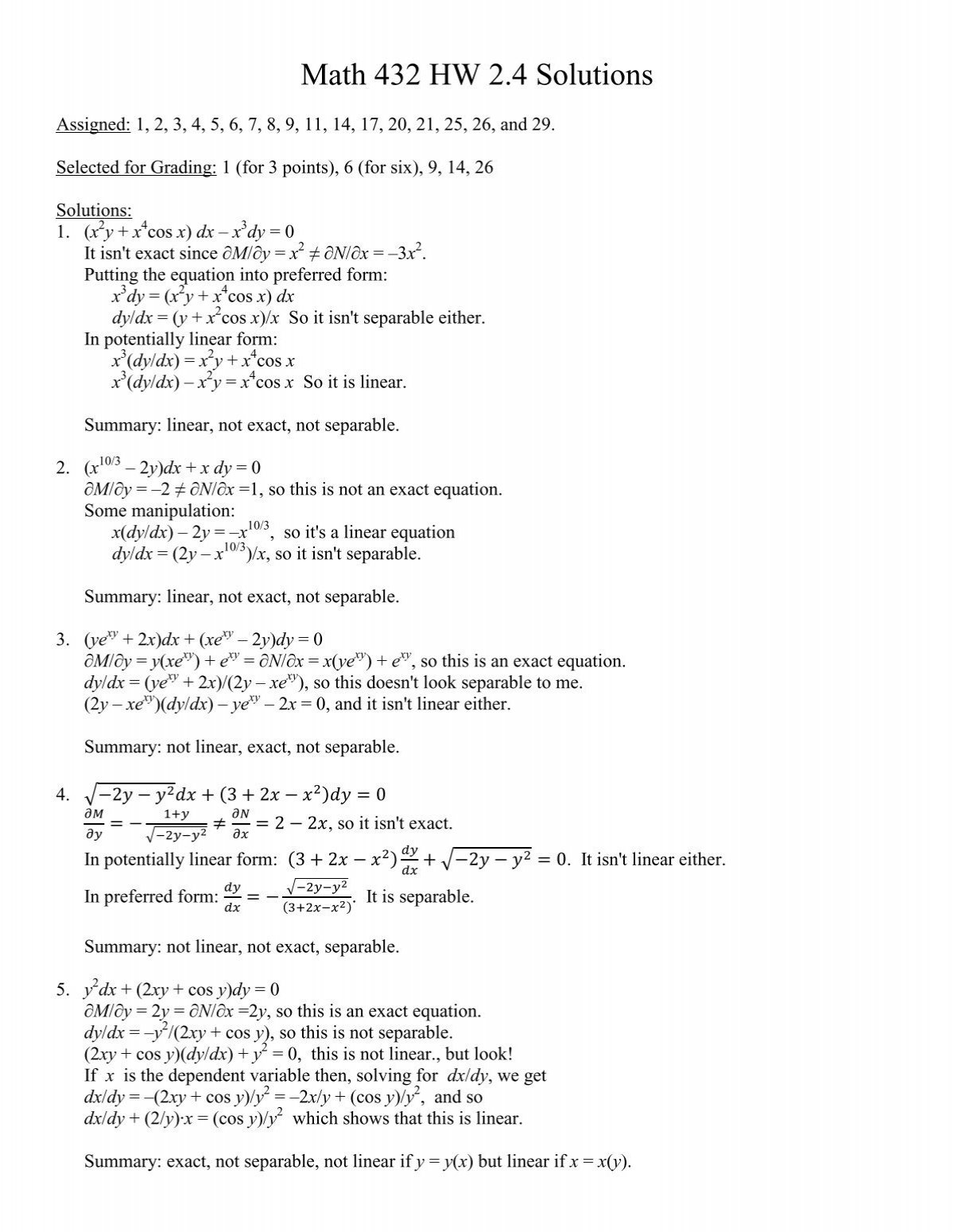 Math 432 Hw 2 4 Solutions Frostburg