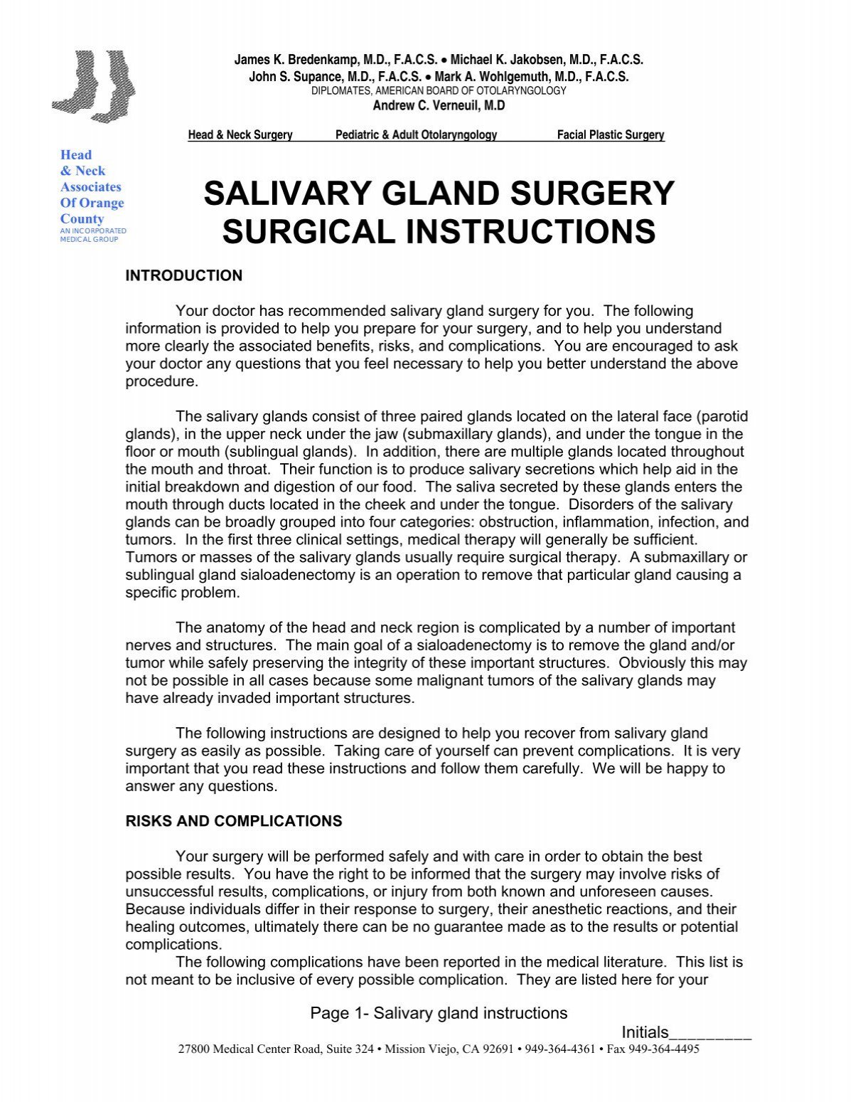 Salivary Gland Surgery Mission Hospital