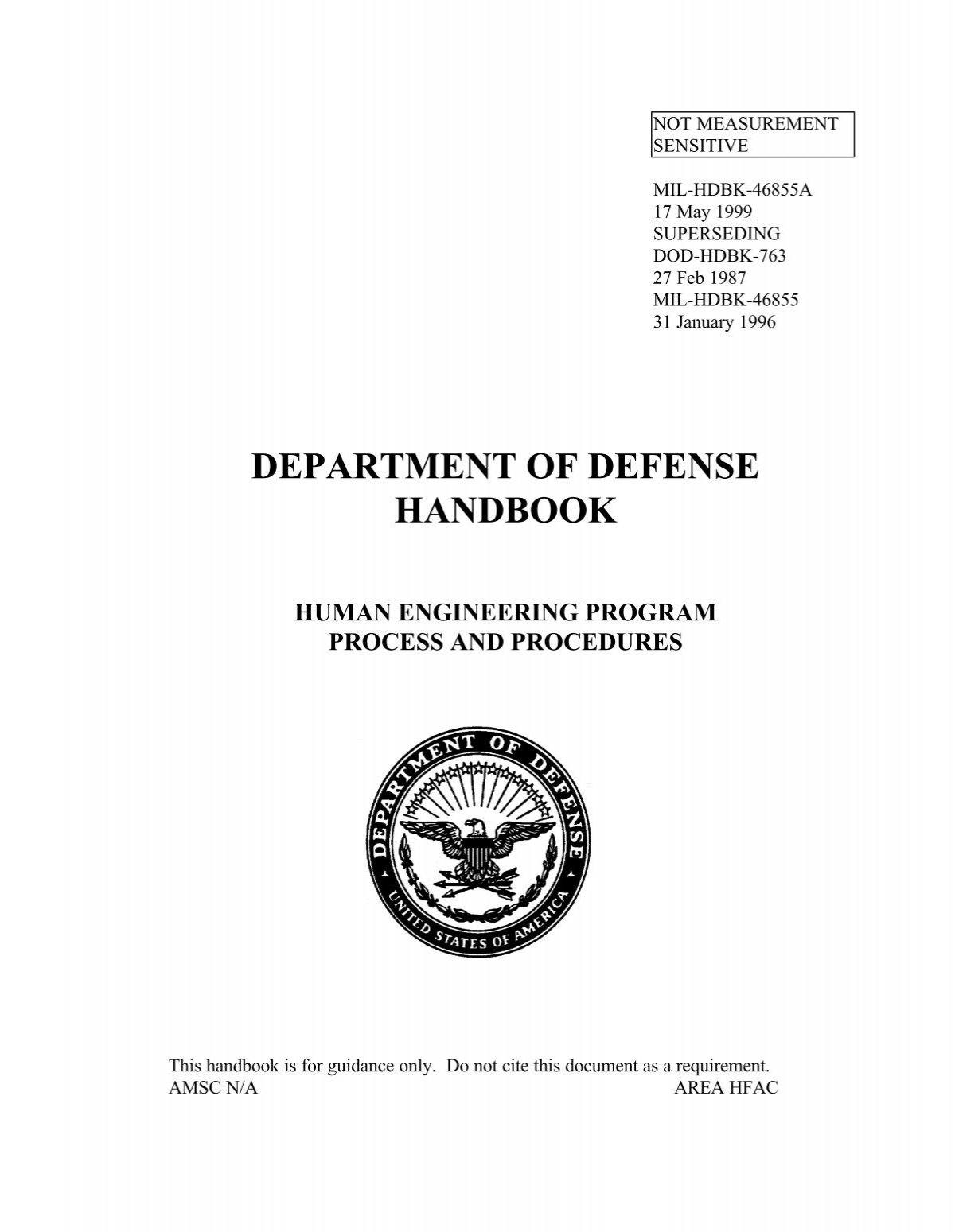 department of defense handbook 